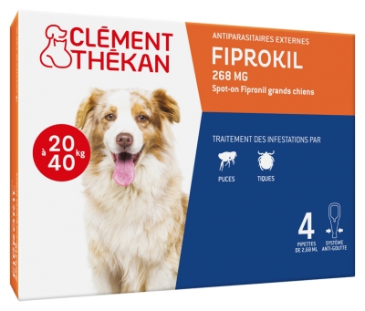 Clément Thékan Ti-Puces Anti-Tiques Chien 20-40Kg 4 Pipettes