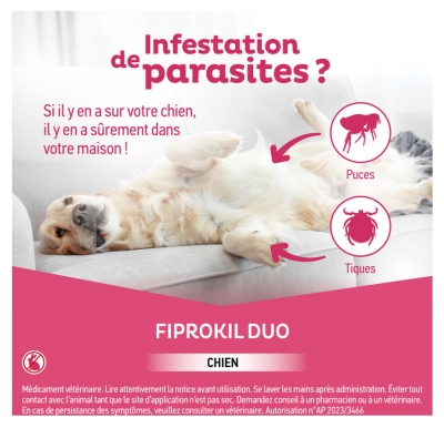 Clément Thékan Fiprokil Duo Chien 2-10 kg Étui de 4 Pipettes 0,67 ml