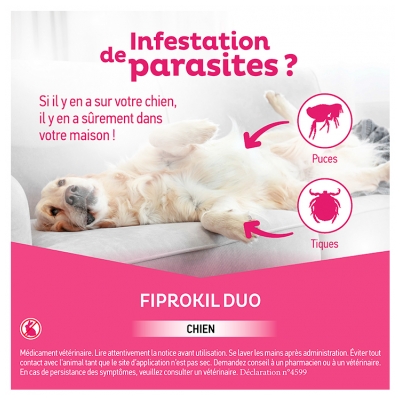 Clément Thékan Fiprokil Duo Chien 2-10 kg Étui de 4 Pipettes 0,67 ml
