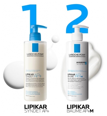 La Roche-Posay Lipikar Syndet Ap+ Crème Lavante Relipidante 400 ml + Éco-Recharge 400 ml