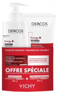 Vichy Dercos Shampooing Energy+ Stimulant 400 ml + Vichy Dercos Technique Après Shampooing Energy+ 200 ml