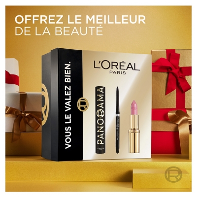 L'Oréal Paris Coffret Cadeau Panorama Mascara 9,9 ml + Infaillible Grip 5 g + Color Riche Satin Rose Tendre 4,5 g