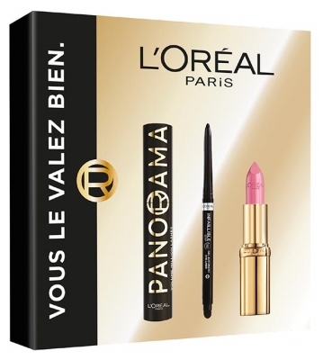 L'Oréal Paris Coffret Cadeau Panorama Mascara 9,9 ml + Infaillible Grip 5 g + Color Riche Satin Rose Tendre 4,5 g