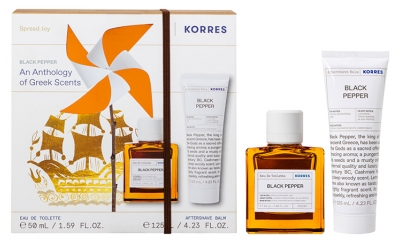Korres Eau de Toilette Black Pepper Vaporisateur 50 ml + Baume Après Rasage Black Pepper Tube 125 ml