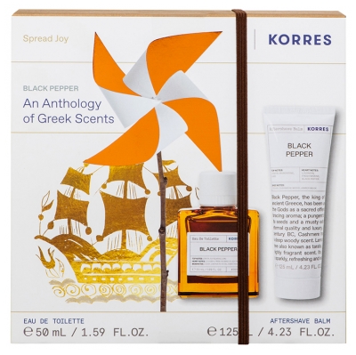 Korres Eau de Toilette Black Pepper Vaporisateur 50 ml + Baume Après Rasage Black Pepper Tube 125 ml