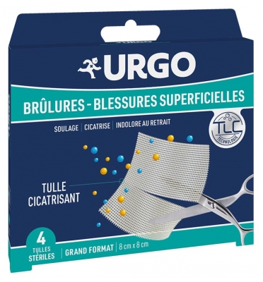 Urgo Brûlures & Blessures Superficielles Boîte de 4 Tulles Stériles