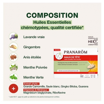 Pranarôm Aromalgic Maux de Tête 8 Unités