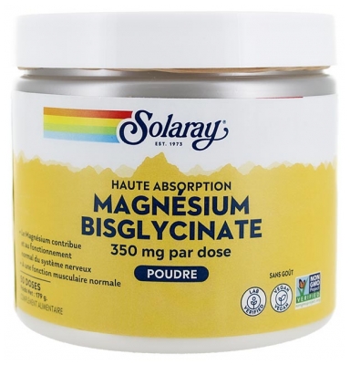 Solaray Magnésium Bisglycinate 350 G en Poudre Pot 50 Doses