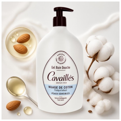 Rogé Cavaillès Gel Bain et Douche Fleur de Coton Peaux Sensibles 1 L