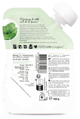 Popote Gourde Les Épinards Bio Dès 4/6 Mois 120 g