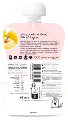 Popote Gourde La Pomme Bio Dès 4/6 Mois 120 g