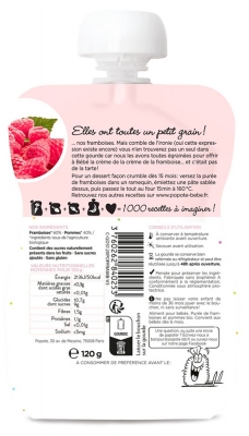 Popote Gourde Les Framboises Bio Dès 4/6 Mois 120 g