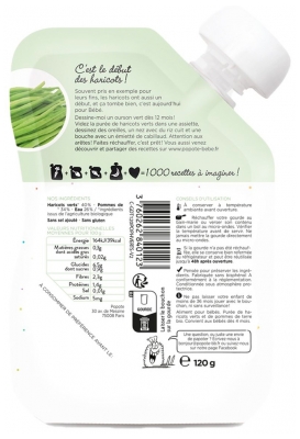 Popote Gourde Les Haricots Verts Bio Dès 4/6 Mois 120 g
