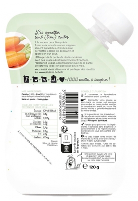 Popote Gourde La Carotte Bio Dès 4/6 Mois 120 g