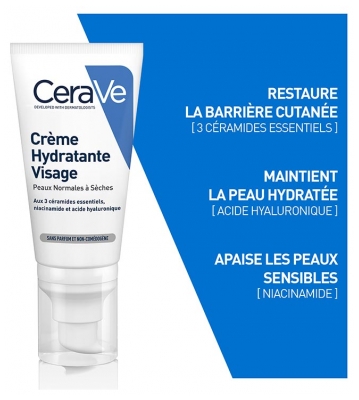 CeraVe Crème Hydratante Visage - Peaux Normales à Sèches 52 ml + Crème Lavante Hydratante - Peaux Sèches à Très Sèches 88 ml + Chaussettes Offertes