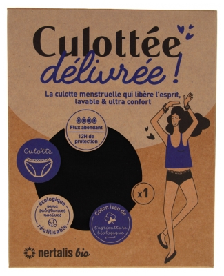 Nertalis Bio Culotte Menstruelle Noire Flux Abondant 1 Culotte - Taille : L - 40/42