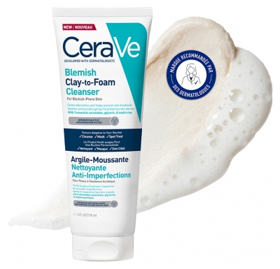 CeraVe Argile-Moussante Nettoyante Anti-imperfections Peaux à Tendance Acnéique 118 ml
