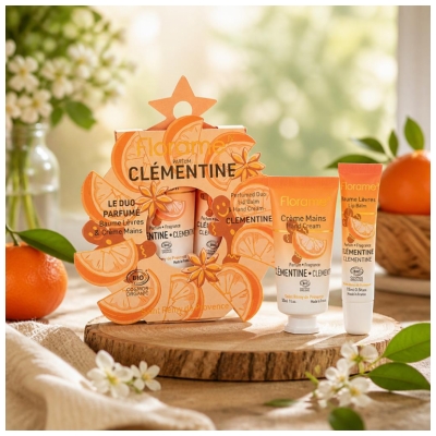Florame Le Duo Parfumé Clémentine Baume Lèvres Bio 15 ML et Crème Mains Bio 30 ML