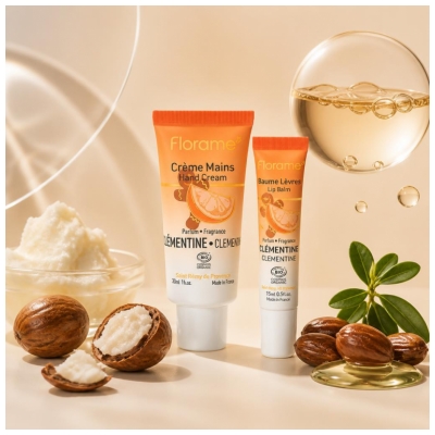 Florame Le Duo Parfumé Clémentine Baume Lèvres Bio 15 ML et Crème Mains Bio 30 ML