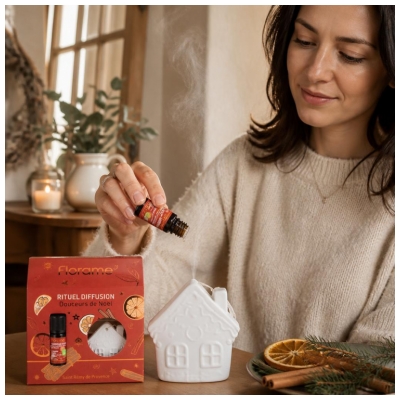 Florame Coffret Huile Essentielle Cannelle Orange Bio 10 ML et sa Décoration à Parfumer