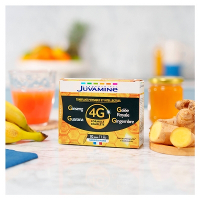 Juvamine Promesse Tonus 4G Ginseng Gelée Royale Guarana Gingembre 10 Ampoules