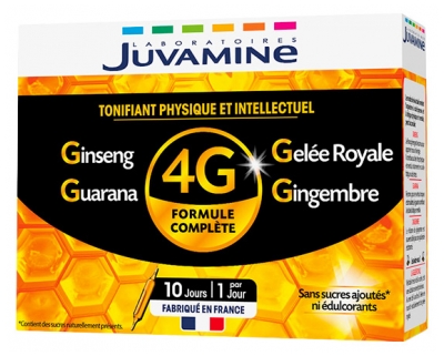 Juvamine Promesse Tonus 4G Ginseng Gelée Royale Guarana Gingembre 10 Ampoules