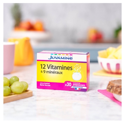 Juvamine 12 Vitamines + 9 Minéraux 30 Comprimés Effervescents