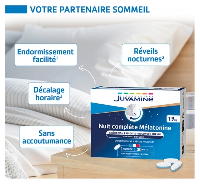 Juvamine Nuit Complète Mélatonine 1,9 mg 30 Unités Bi-Couches