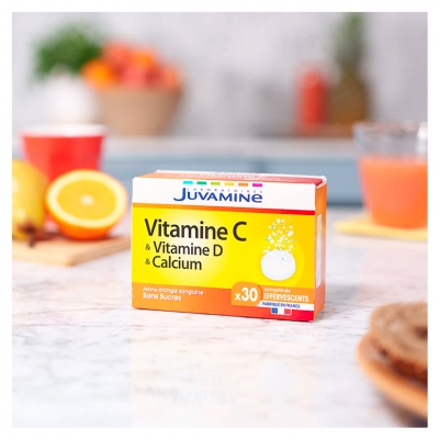 Juvamine Vitamine C + D + Calcium 30 Comprimés Effervescents