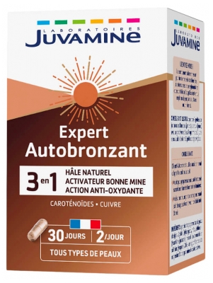 Juvamine Expert Autobronzant 3-en-1 Hâle Naturel Activateur Bonne Mine et Action Anti-Oxydante 60 Gélules