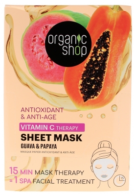 Organic Shop Masque Papier Goyave & Papaye Antioxydant & Anti-Âge 1 Masque