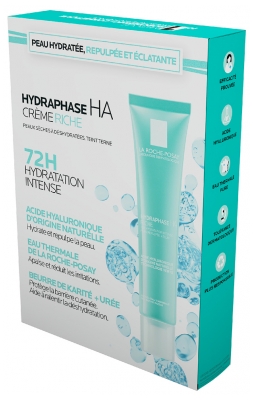 La Roche-Posay Hydraphase HA Riche Crème Hydratante à l'Acide Hyaluronique 40 ml + Eau Micellaire Ultra Peaux Sensibles 50 ml Offert