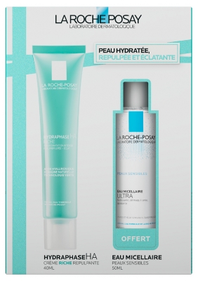 La Roche-Posay Hydraphase HA Riche Crème Hydratante à l'Acide Hyaluronique 40 ml + Eau Micellaire Ultra Peaux Sensibles 50 ml Offert