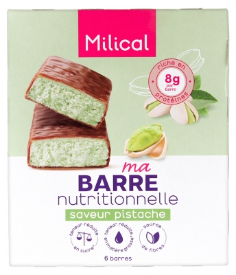 Milical Barres Minceur Hyperprotéinées 6 Unités - Saveur : Pistache