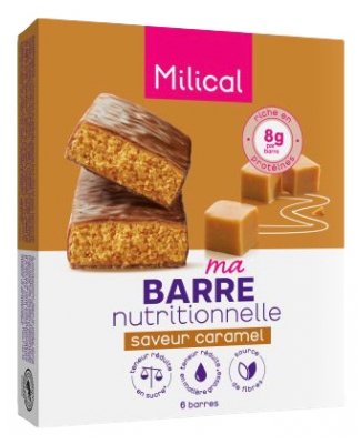 Milical Barres Minceur Hyperprotéinées 6 Unités - Saveur : Caramel