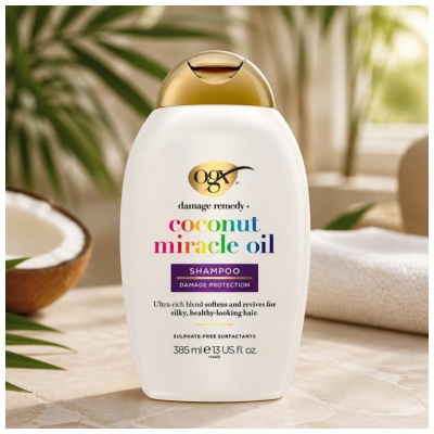 Ogx Shampoing Huile Miracle Coco Cheveux Abîmés 385 ml