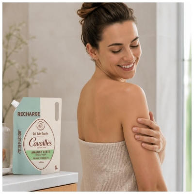 Cavaillès Gel Bain et Douche Amande Verte Peaux Sensibles Éco-Recharge 1 L
