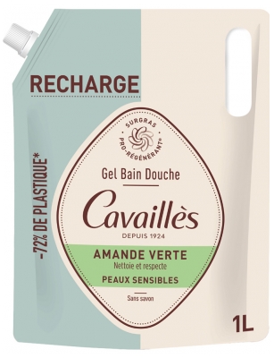 Cavaillès Gel Bain et Douche Amande Verte Peaux Sensibles Éco-Recharge 1 L