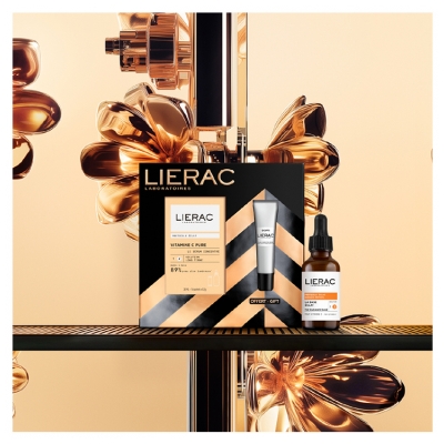 Lierac Vitamine C Pure Le Sérum Concentré Éclat 30 ml + 14 Sachets de 0,2 g + Diopti Fluide Correction Cernes Légèrement Teinté 15 ml