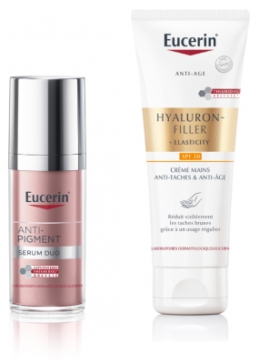 Eucerin Anti-Pigment Sérum Duo 30 ml + Hyaluron-Filler + Elasticity Crème Mains Anti-Taches SPF30 75 ml