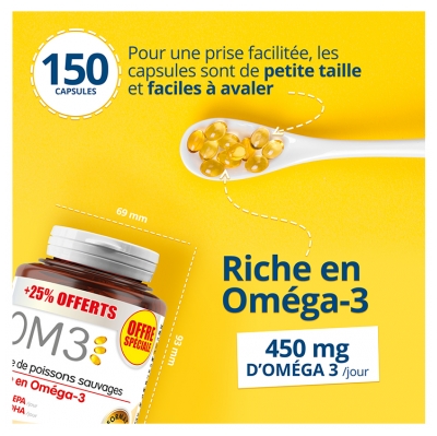 Om3 Huile de Poissons Sauvages 120 Capsules + 30 Offertes