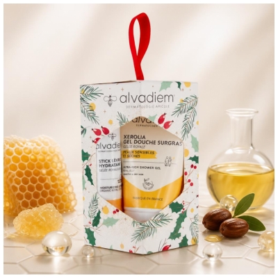 Alvadiem Coffret Stick Lèvres Hydratant 4 Grammes et Xerolia Gel Douche Surgras 30 ML