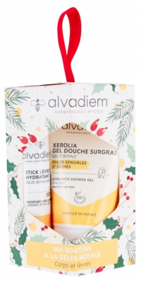 Alvadiem Coffret Stick Lèvres Hydratant 4 Grammes et Xerolia Gel Douche Surgras 30 ML