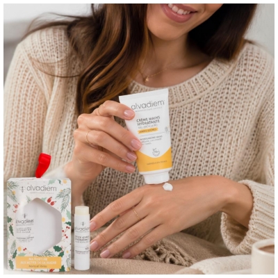 Alvadiem Coffret Stick Lèvres Hydratant 4 Grammes et Crème Mains Hydratante 30 ML