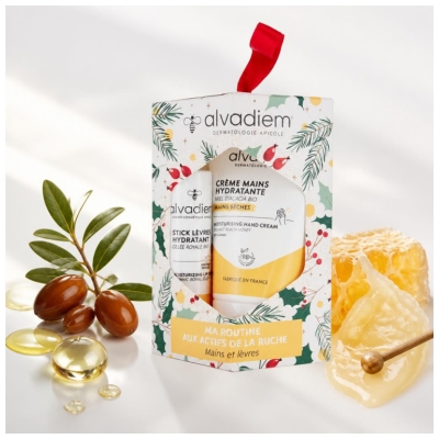 Alvadiem Coffret Stick Lèvres Hydratant 4 Grammes et Crème Mains Hydratante 30 ML