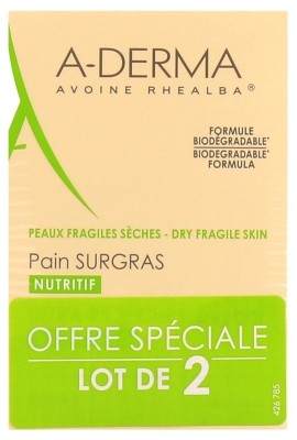 A-DERMA Pain Surgras Nutritif Lot de 2 x 100 Grammes