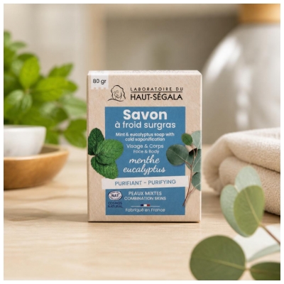 Laboratoire du Haut-Ségala Savon à Froid Surgras Menthe Eucalyptus 80 Grammes