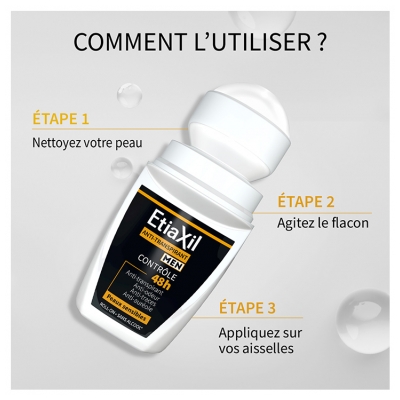 Etiaxil Déodorant Men Anti Transpirant Contrôle 48H Roll-On Lot 2 x 50 ML