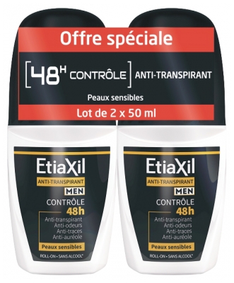 Etiaxil Déodorant Men Anti Transpirant Contrôle 48H Roll-On Lot 2 x 50 ML