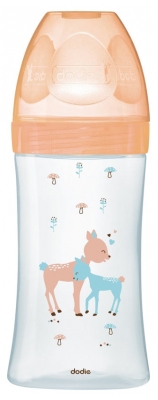 Dodie Biberon Anti-Colique Sensation+ Verre - 270 ml - Beige Biche - 0-6 Mois - Tétine Plate Débit 2